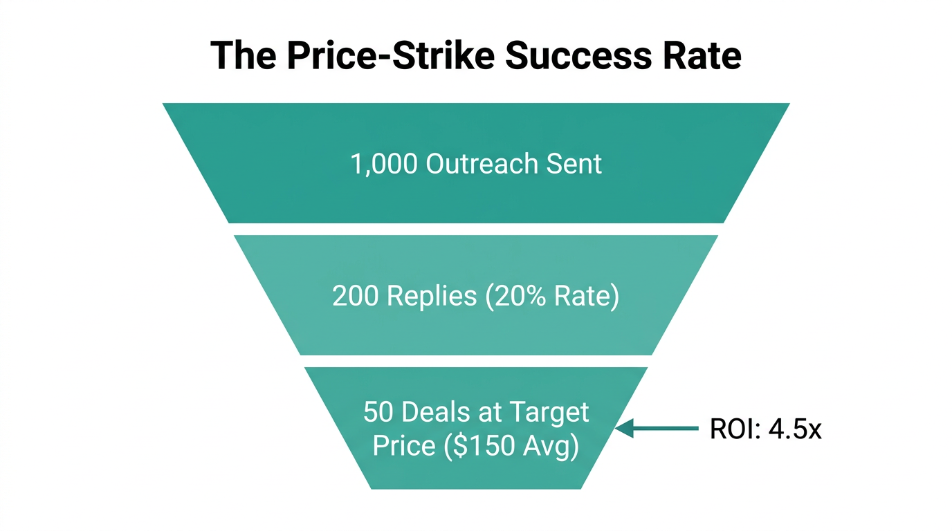 Conversion metrics and ROI using the Price-Strike negotiation method.