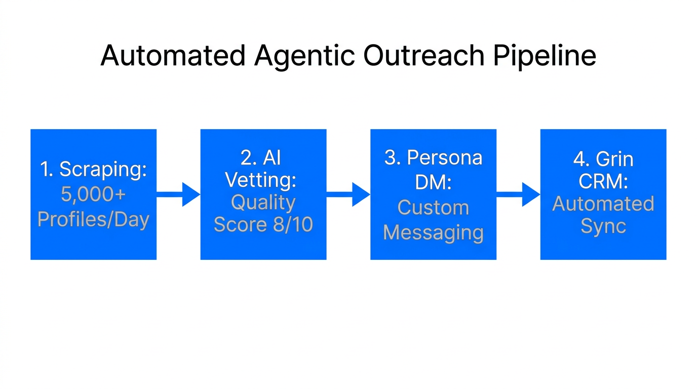 A 4-step automated pipeline from bulk discovery to CRM synchronization.