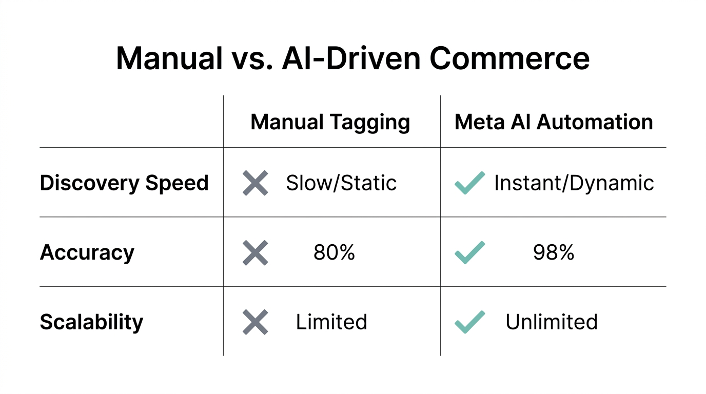 Efficiency comparison between manual processes and Meta AI automation.