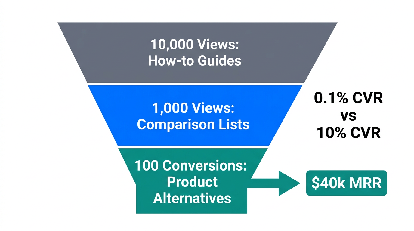 Comparison of traffic volume versus revenue conversion for BoFu keywords.