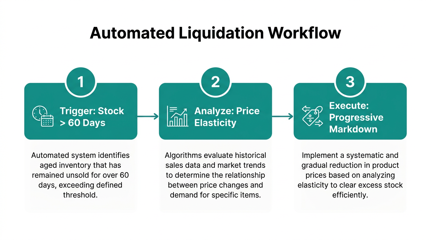 Three-step process for AI-driven inventory liquidation strategy.