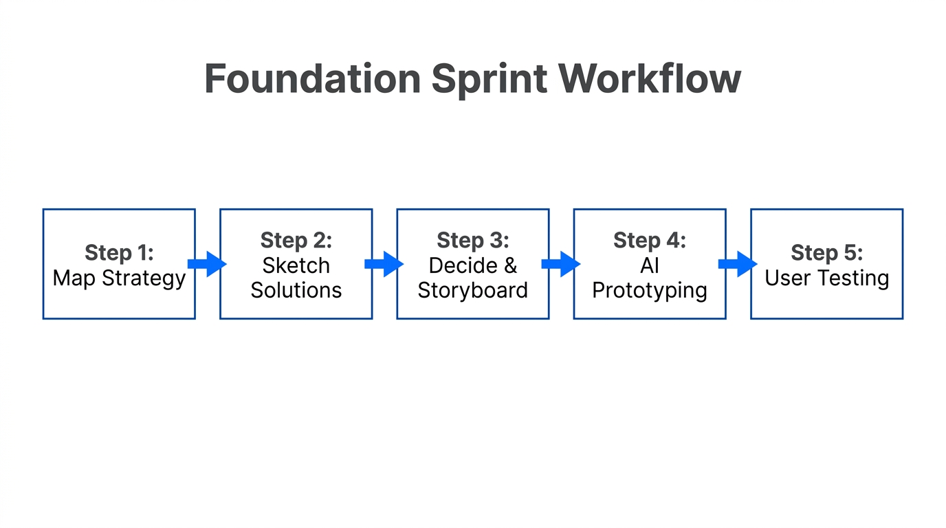 The 5-step Foundation Sprint process for rapid AI validation.