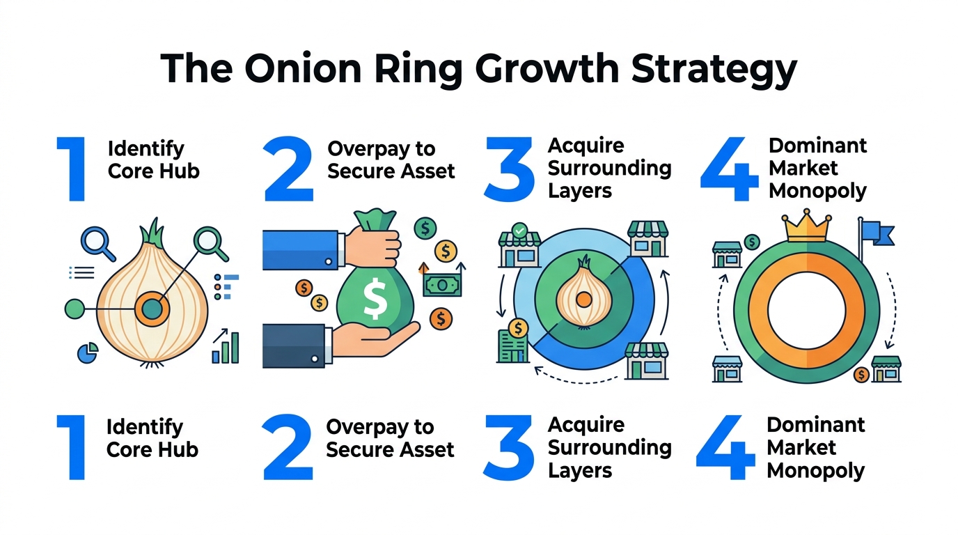 The four-step 'Onion Ring' strategy for market dominance.