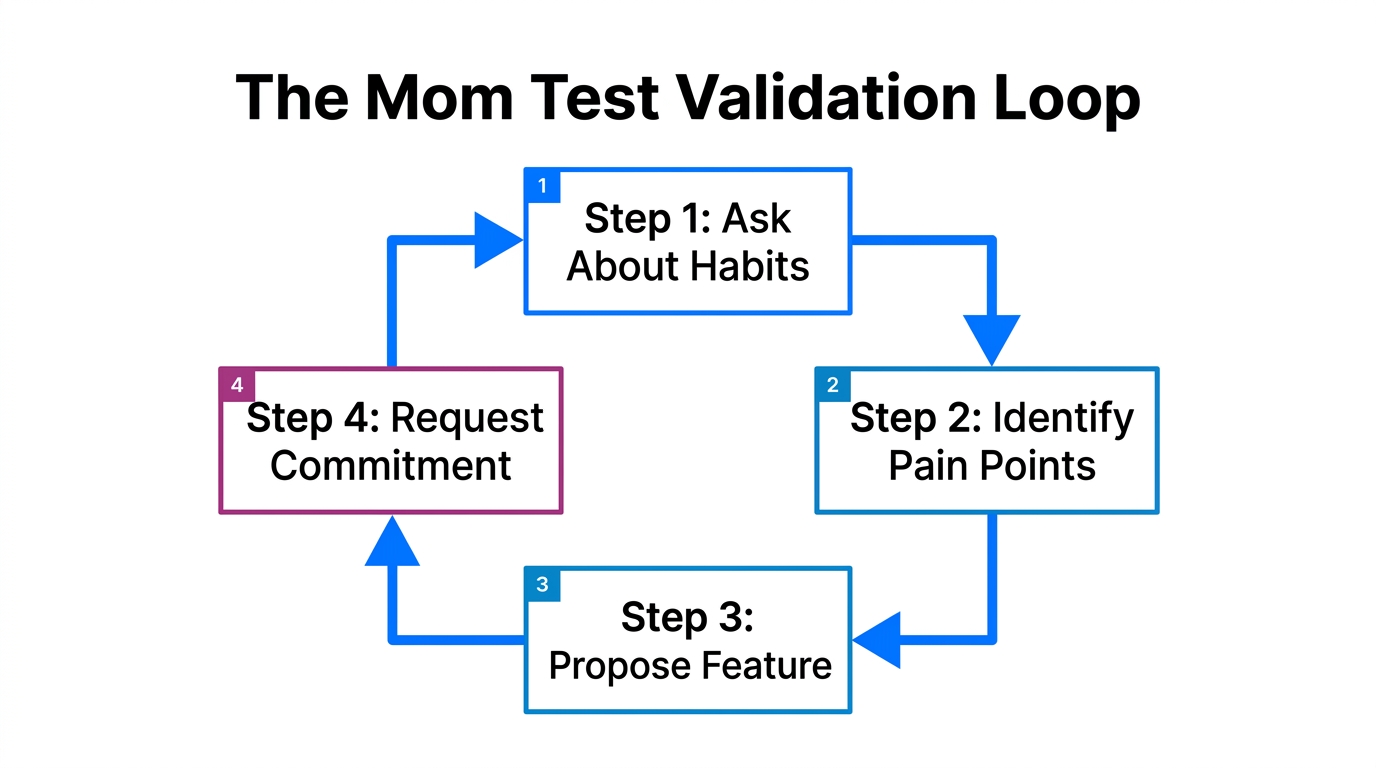 A four-step feedback loop to validate app features using real data.