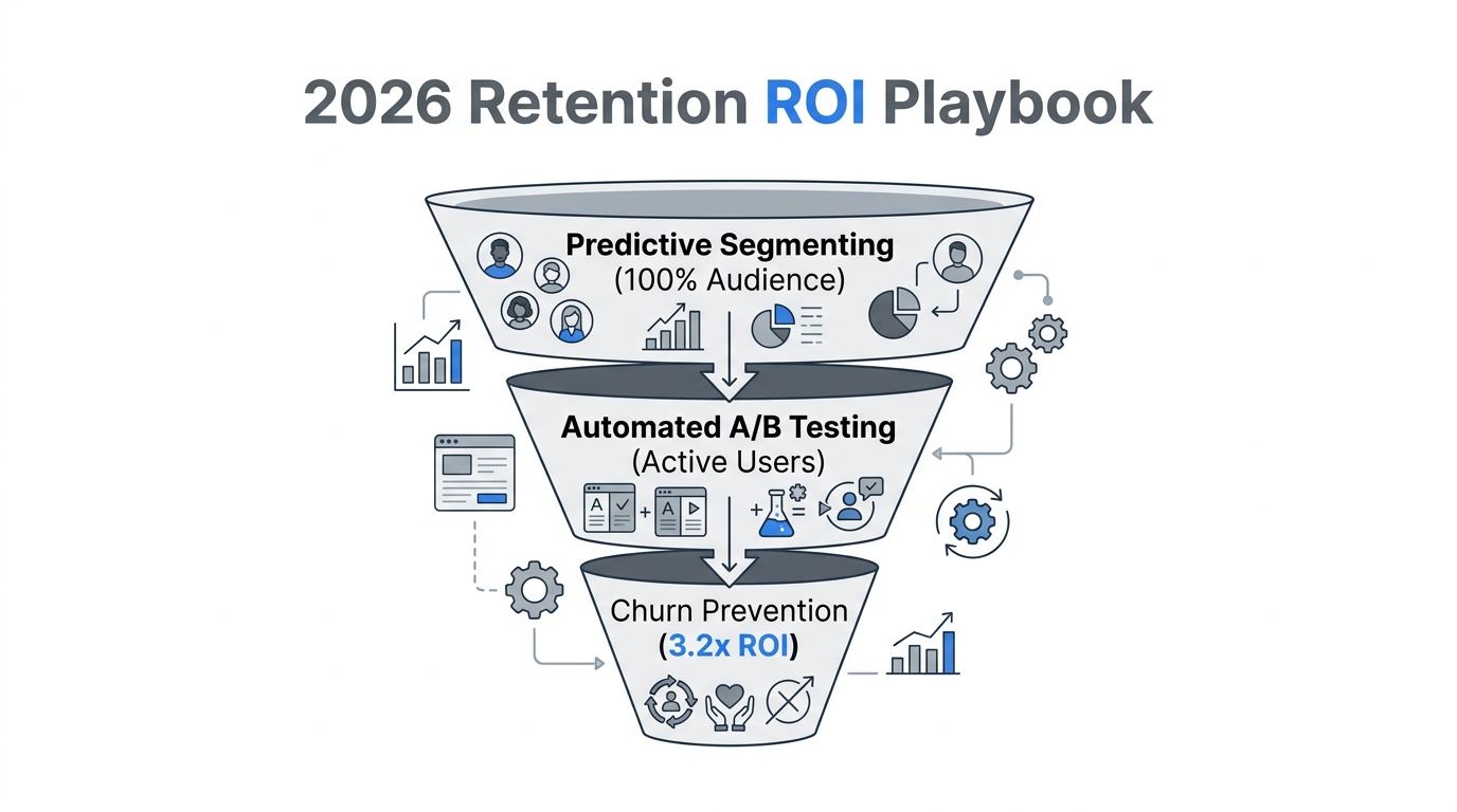 The retention funnel focusing on automated testing and churn reduction.