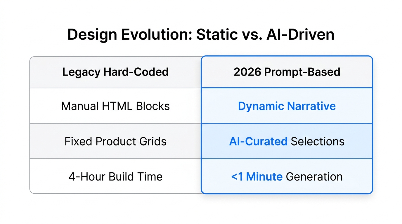 Comparison of traditional manual email design versus modern AI-driven automation.