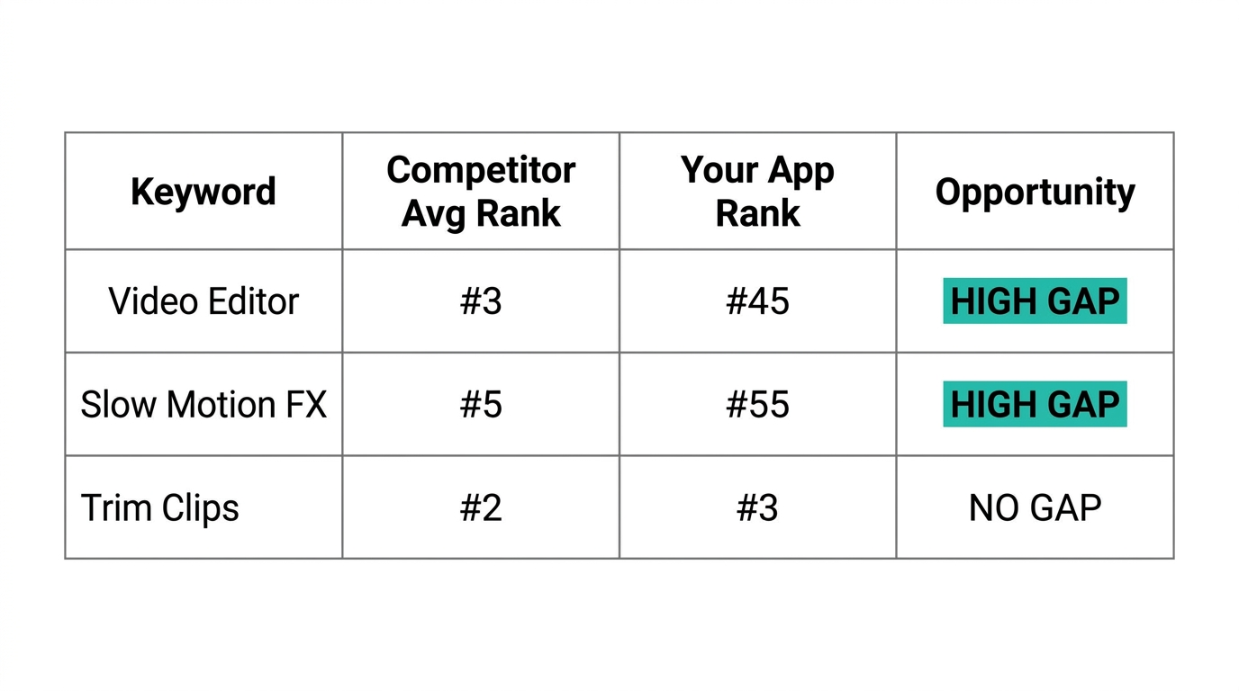 Competitor gap analysis identifying high-opportunity keywords for ranking.