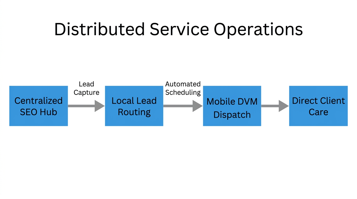 The operational workflow for scaling distributed hyper-local service teams.