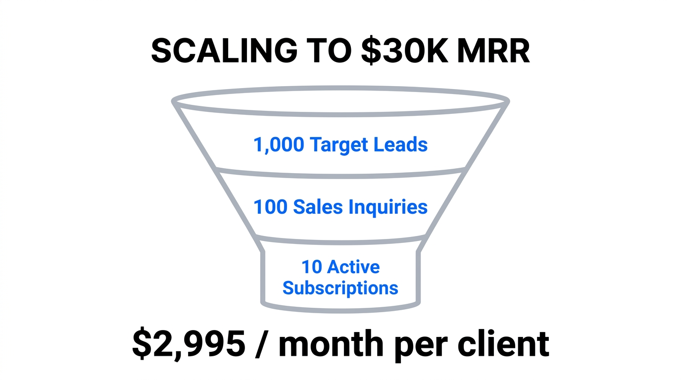 The sales funnel and pricing math required to hit revenue targets.