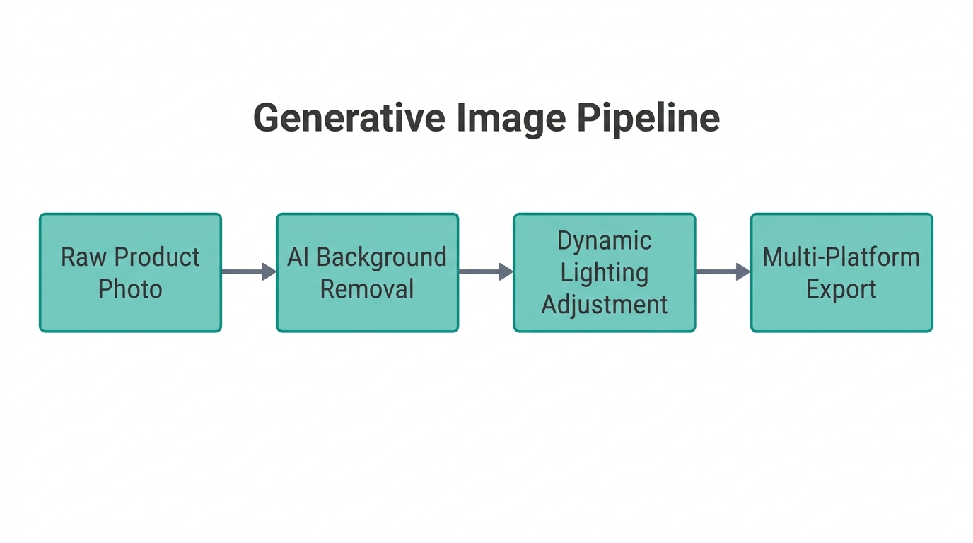 The automated process of generating high-quality product imagery.
