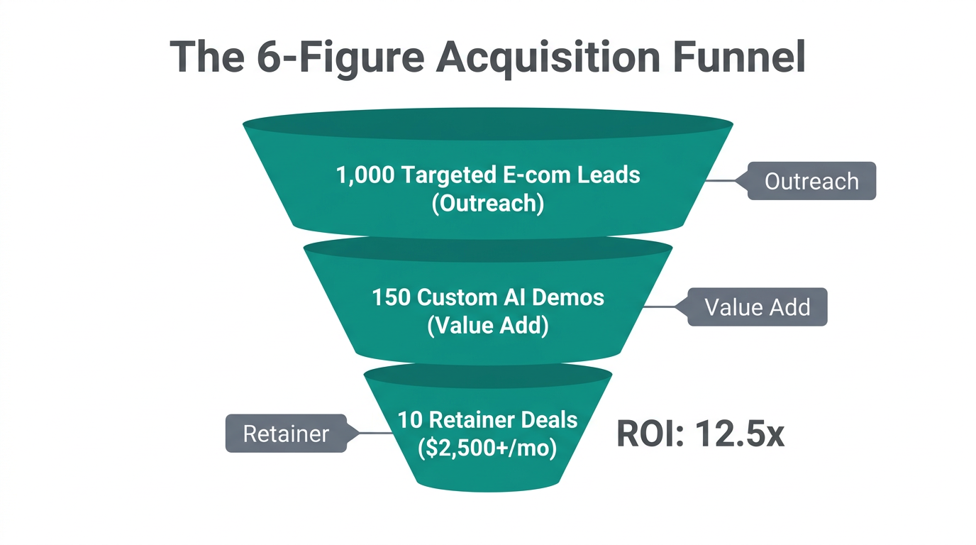 Client acquisition funnel for scaling to a six-figure agency.