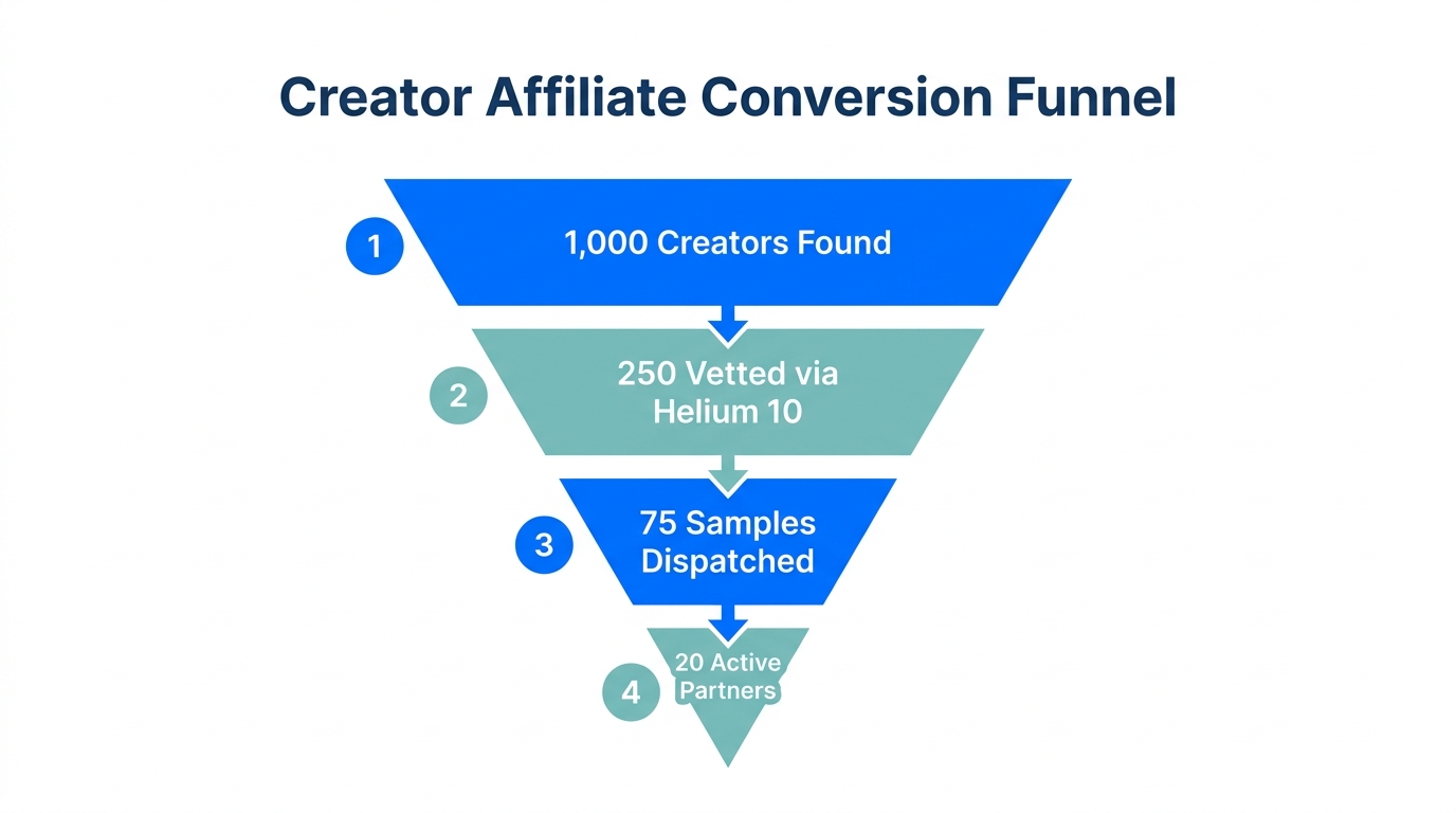 High-volume creator outreach funnel for automated affiliate management.