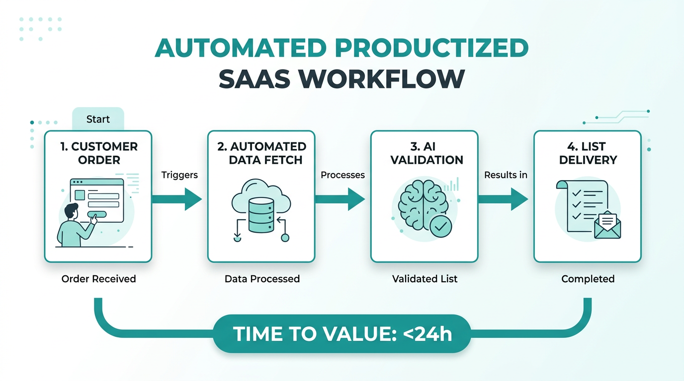 The automated workflow behind a productized lead generation engine.