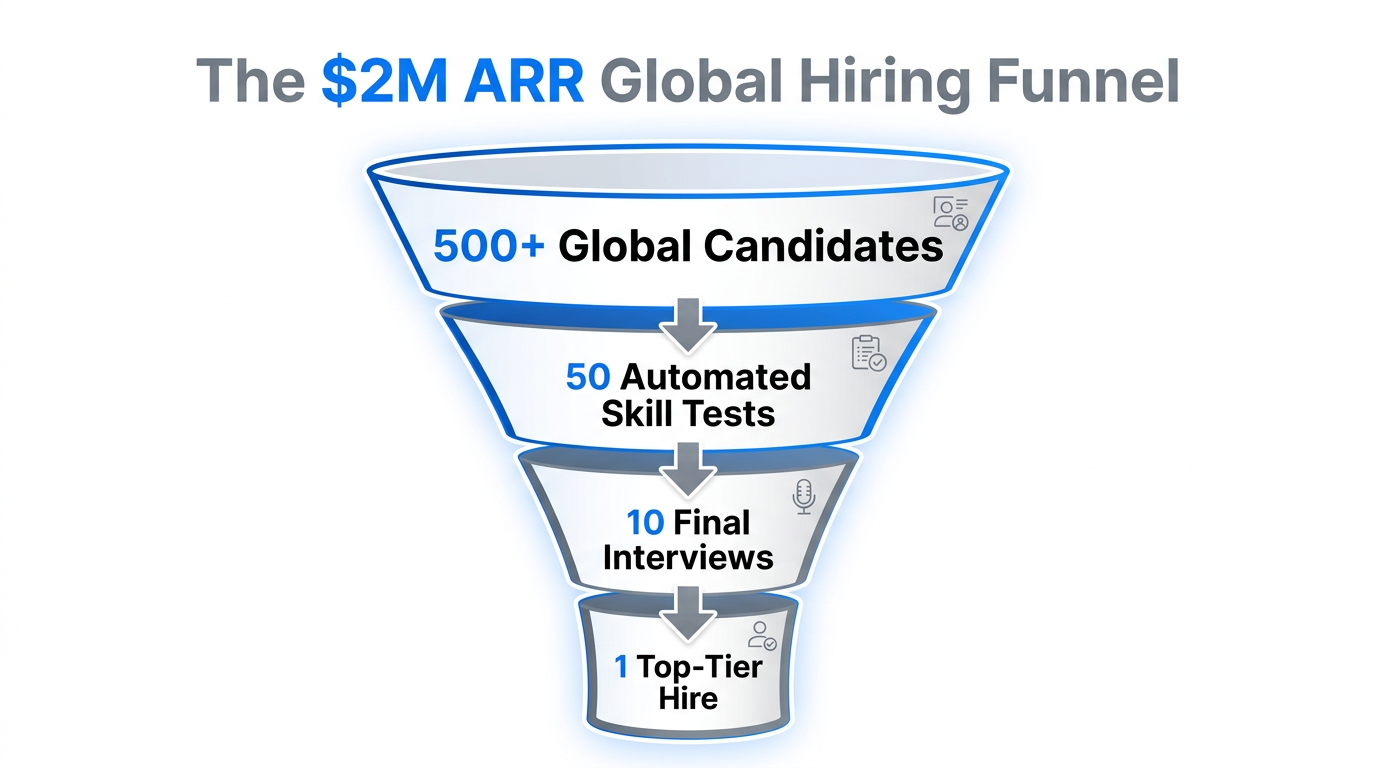 A high-efficiency funnel for vetting and hiring global talent.