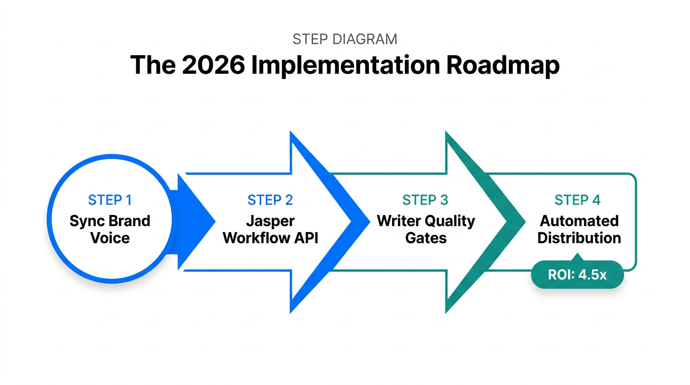 Four-step process for implementing an automated AI marketing playbook.