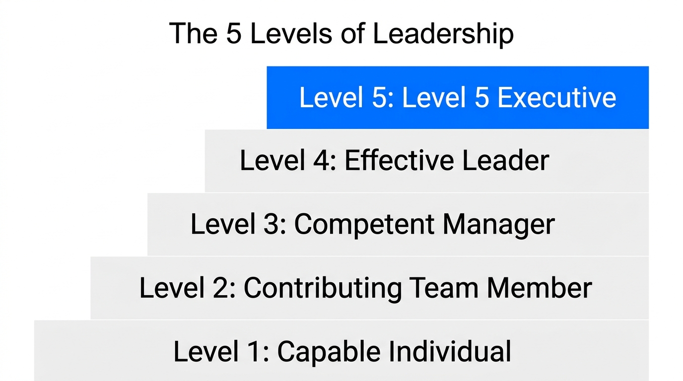 The progression of leadership hierarchy leading to Level 5 executive status.