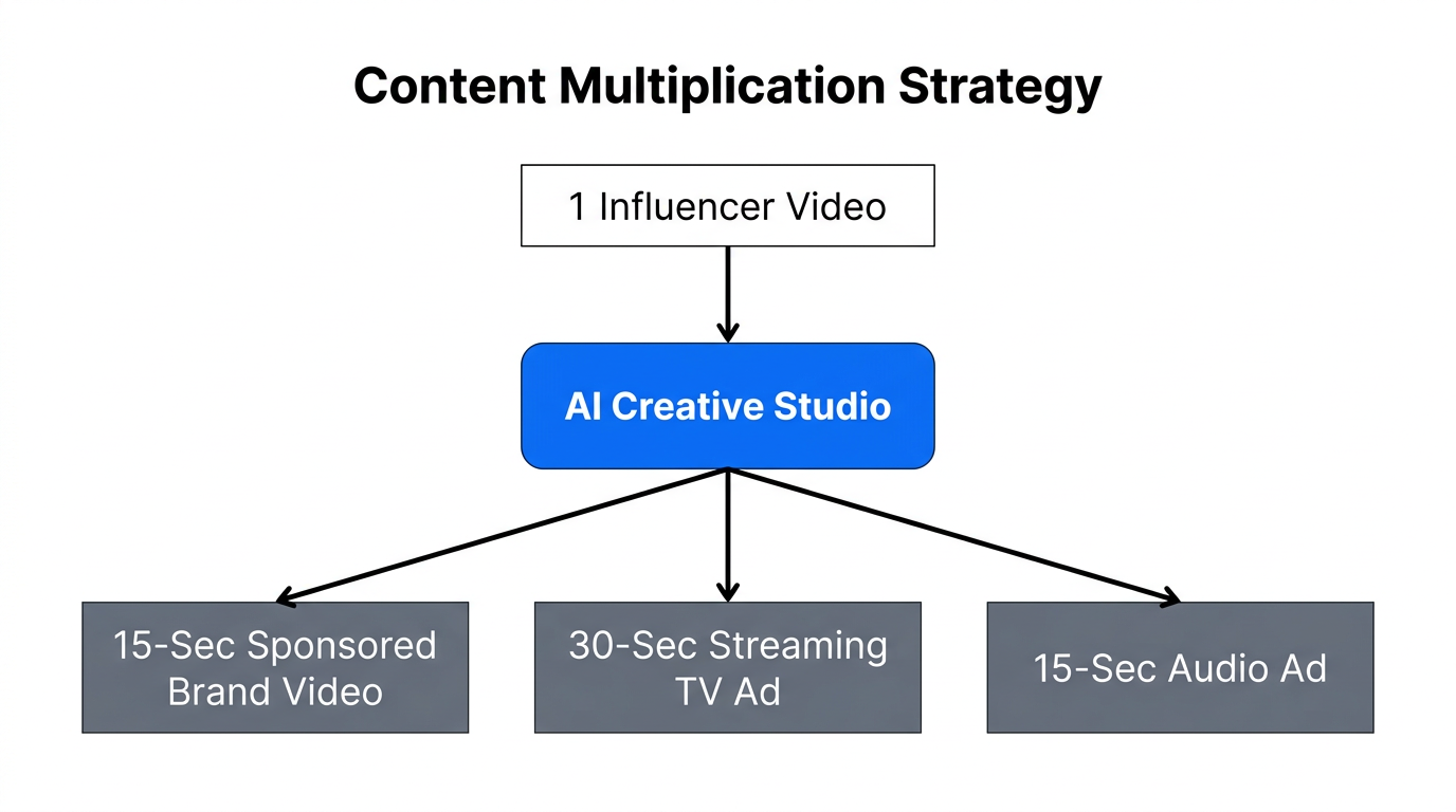 Workflow for transforming single influencer assets into multi-channel ad formats.