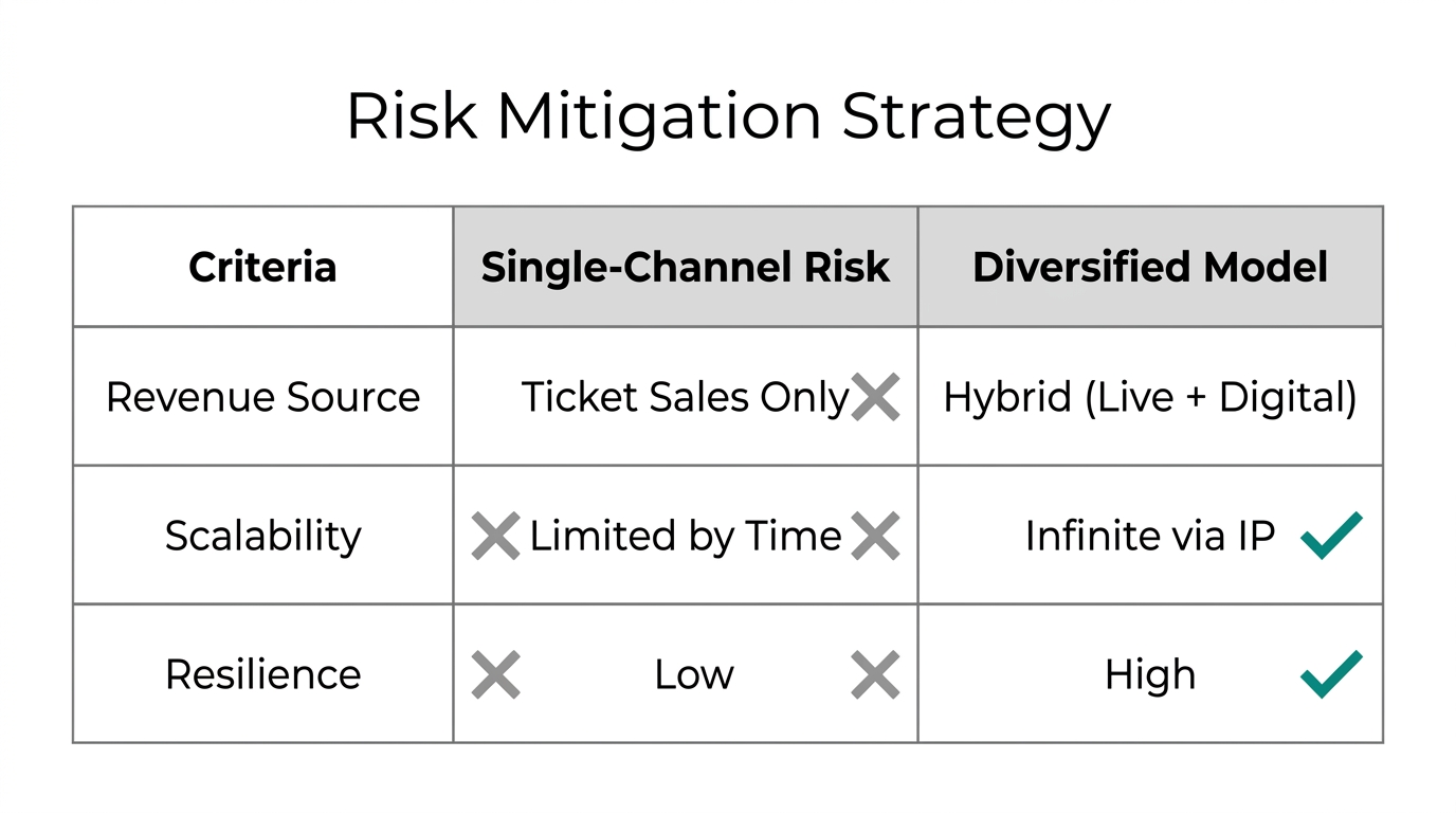 Comparison table showing how diversification reduces business risk.