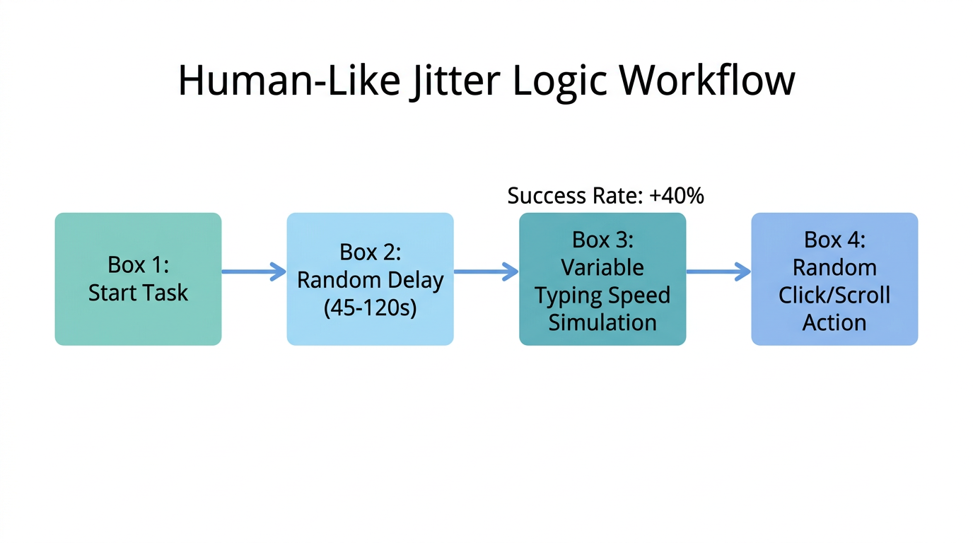 Step-by-step workflow for implementing jitter logic in automation tools.