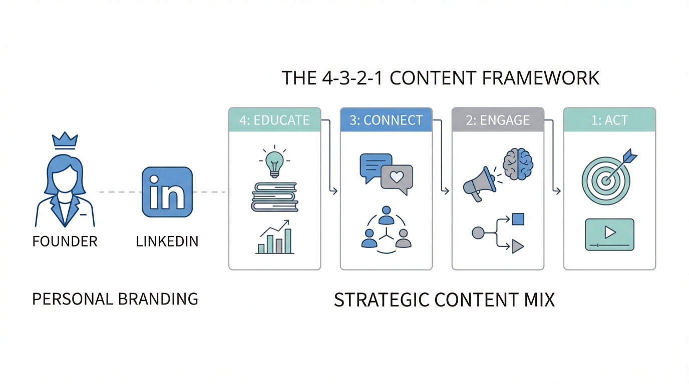 LinkedIn Personal Branding for Founders: The 4-3-2-1 Content Framework