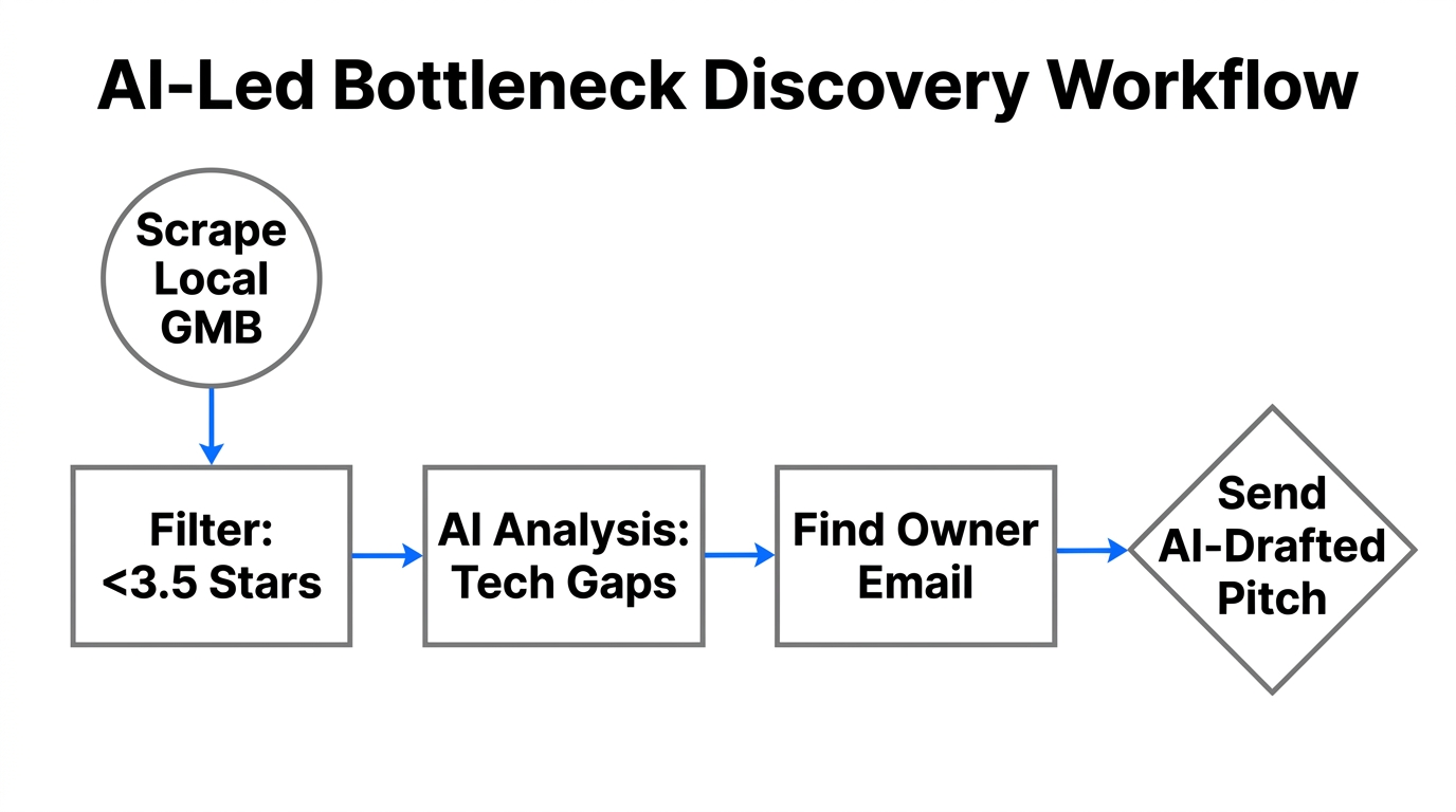 A flowchart showing how to scrape and identify business bottlenecks.