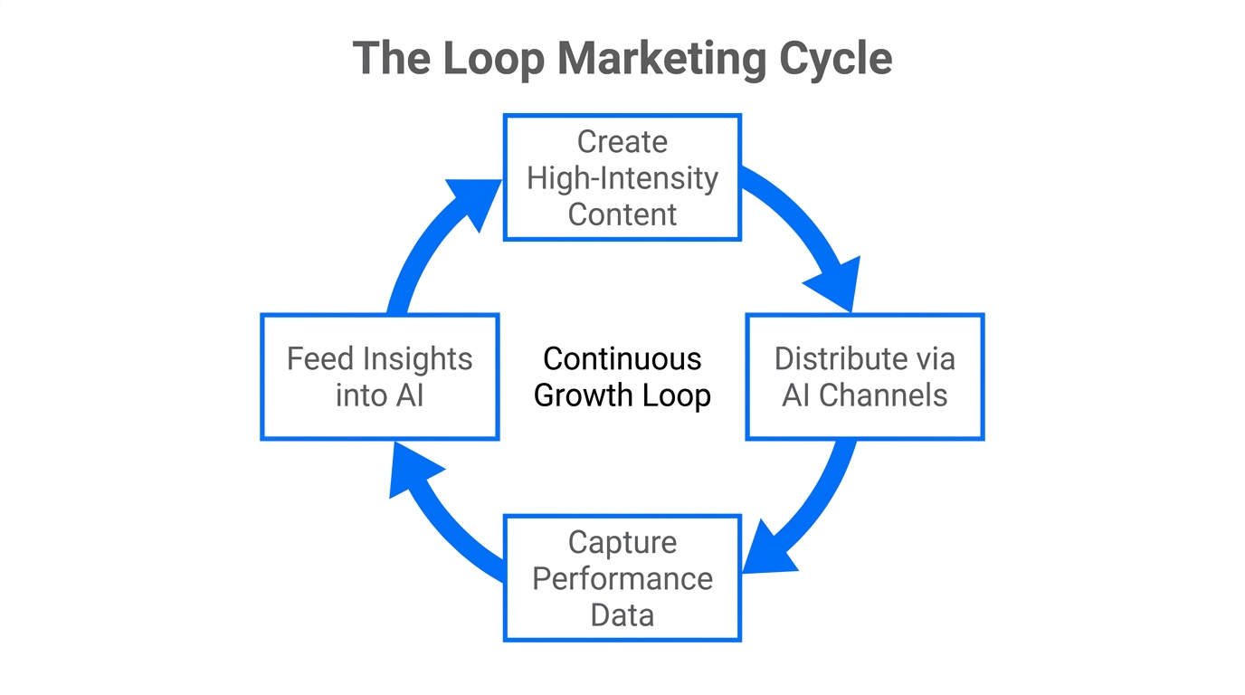 The four-stage iterative cycle of a Loop Marketing strategy.