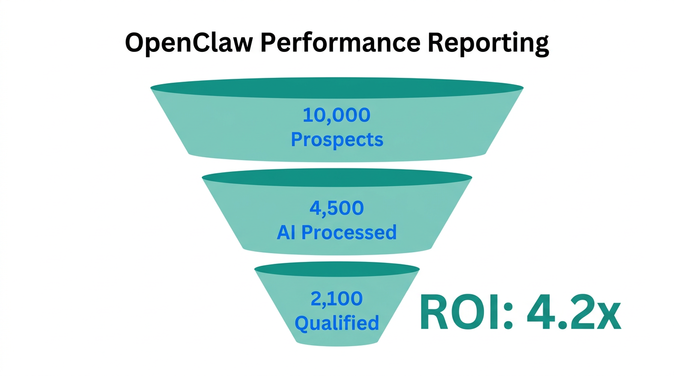 Automated pipeline reporting showing conversion and ROI metrics.