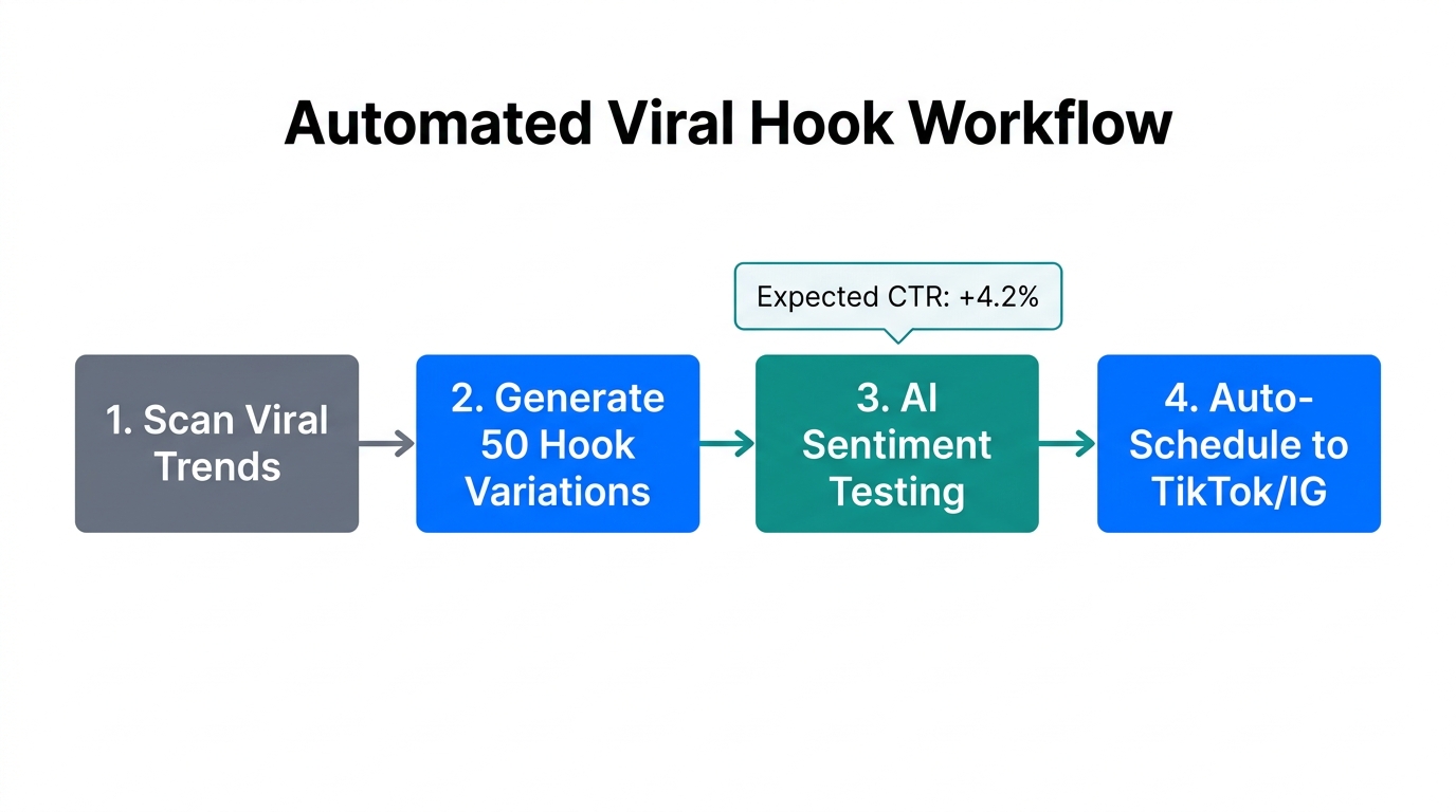 Step-by-step workflow for automating viral content hooks using Manus AI.