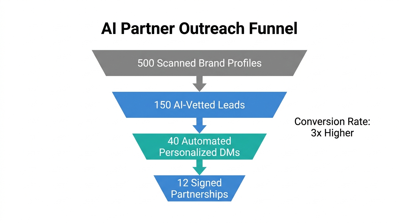 High-efficiency brand partnership funnel powered by automated AI outreach.