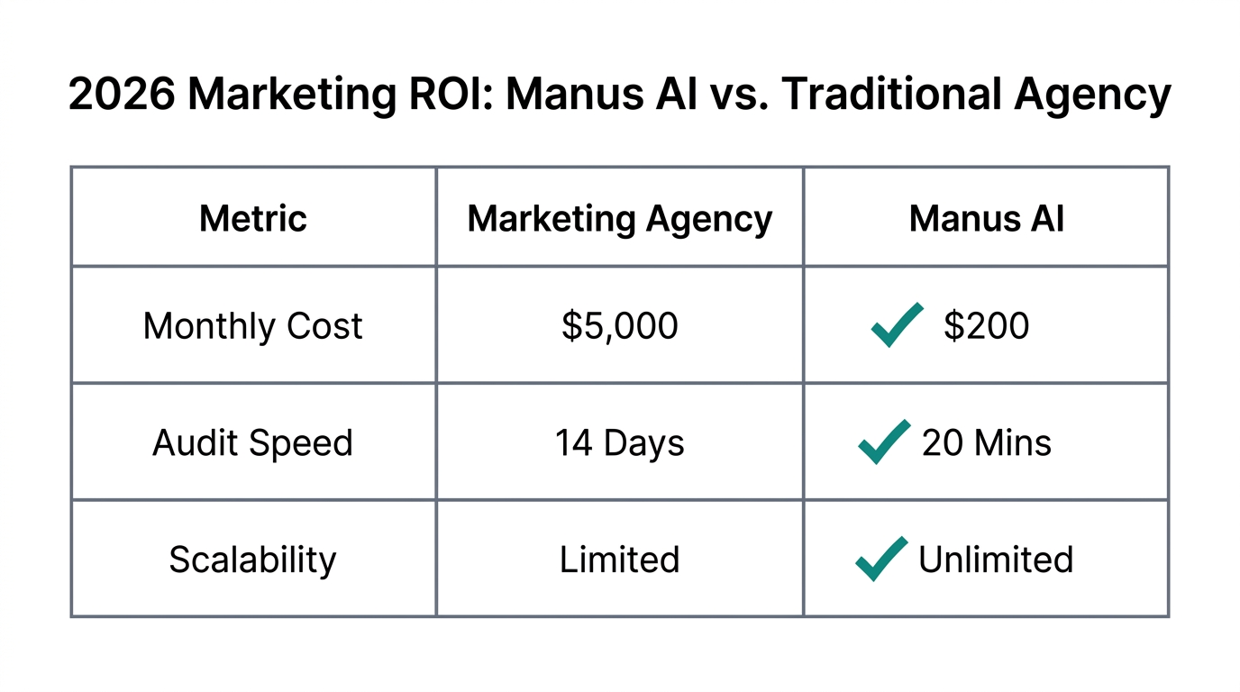 A cost and efficiency comparison between human agencies and agentic automation.
