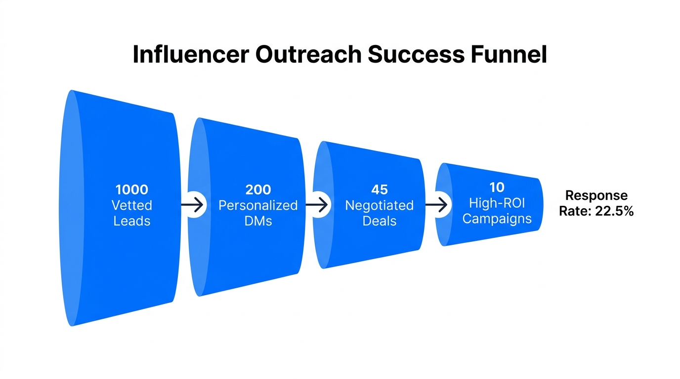 High-level view of the influencer outreach and partnership funnel.