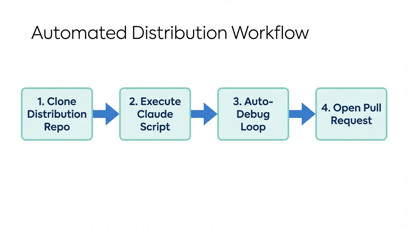 The automated step-by-step process from repository to pull request.