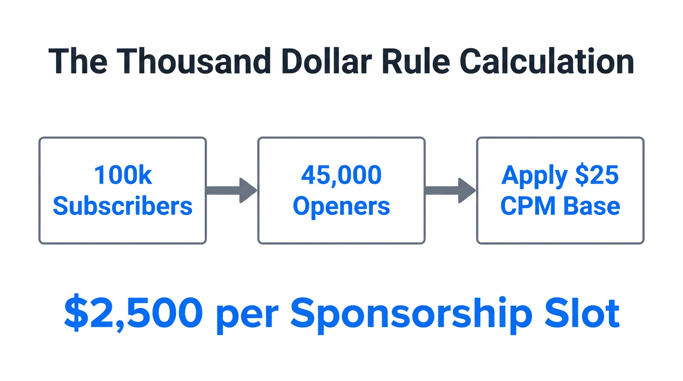 Step-by-step calculation for pricing newsletter inventory at scale.
