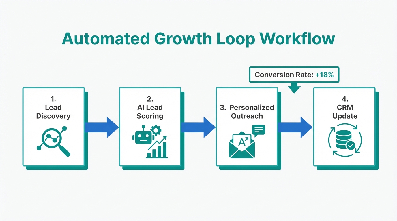 A four-step automated workflow for scaling marketing outreach via AI.