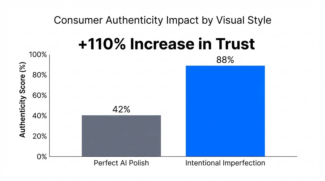 Comparison of brand authenticity scores between high polish and vibe marketing.