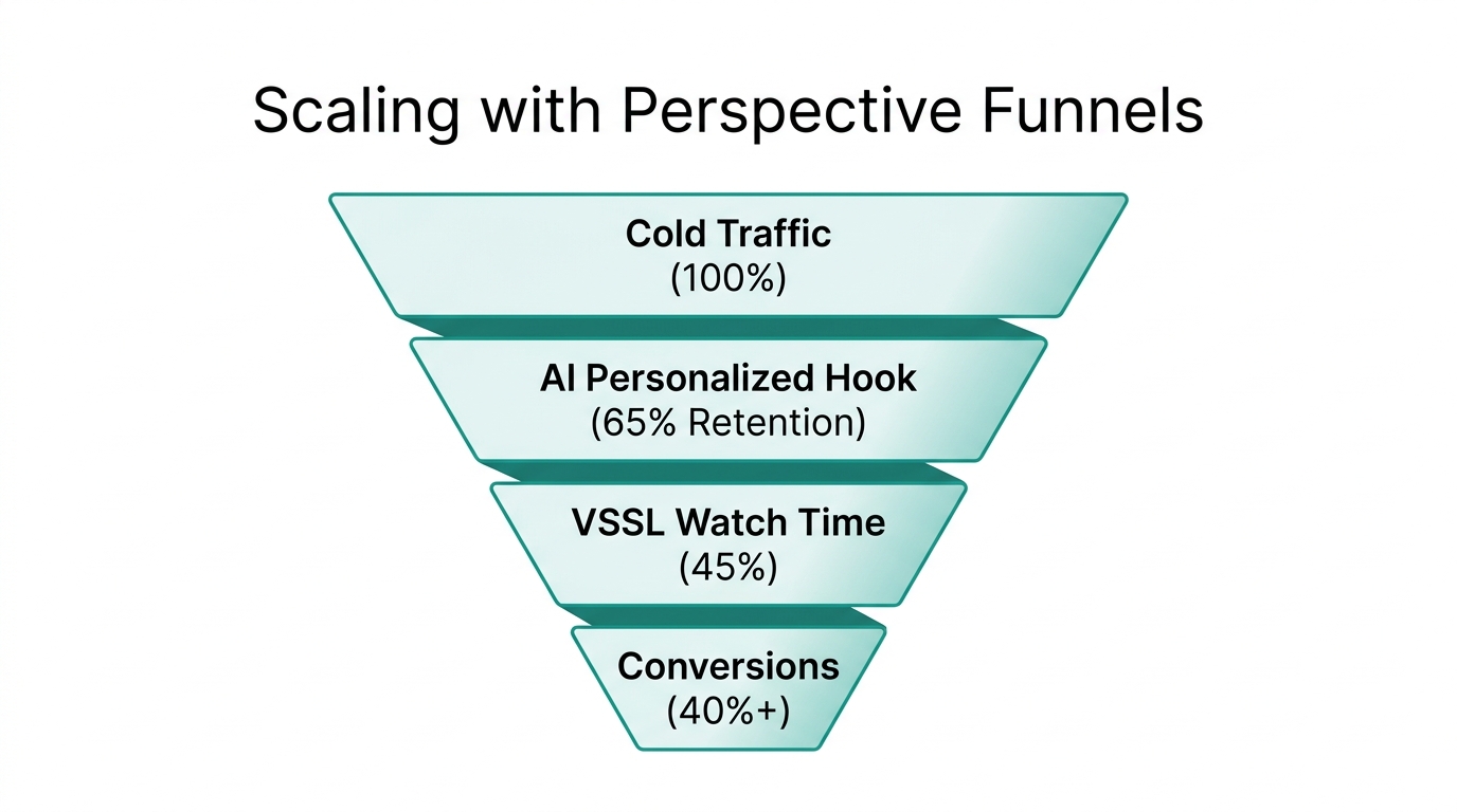 Conversion funnel performance benchmarks for AI-driven VSSL campaigns.