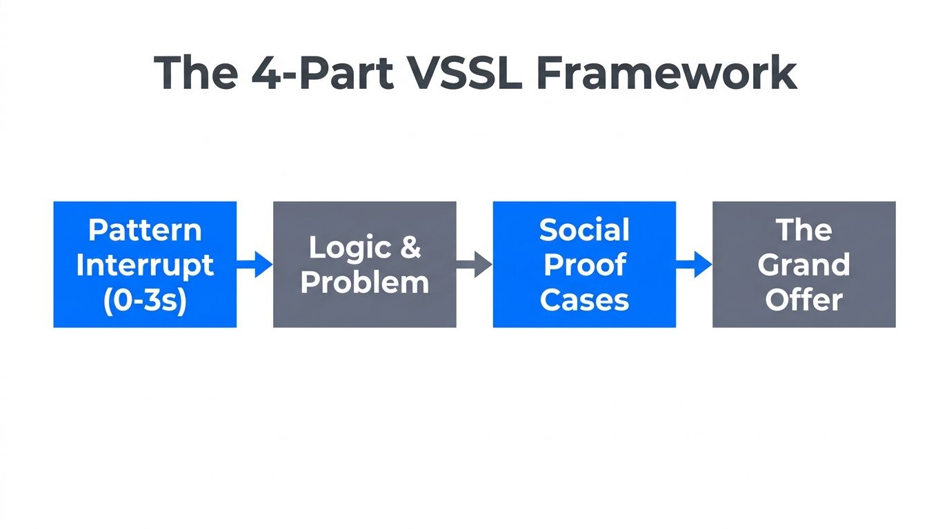 The four essential stages of a high-converting Video Sales Letter.