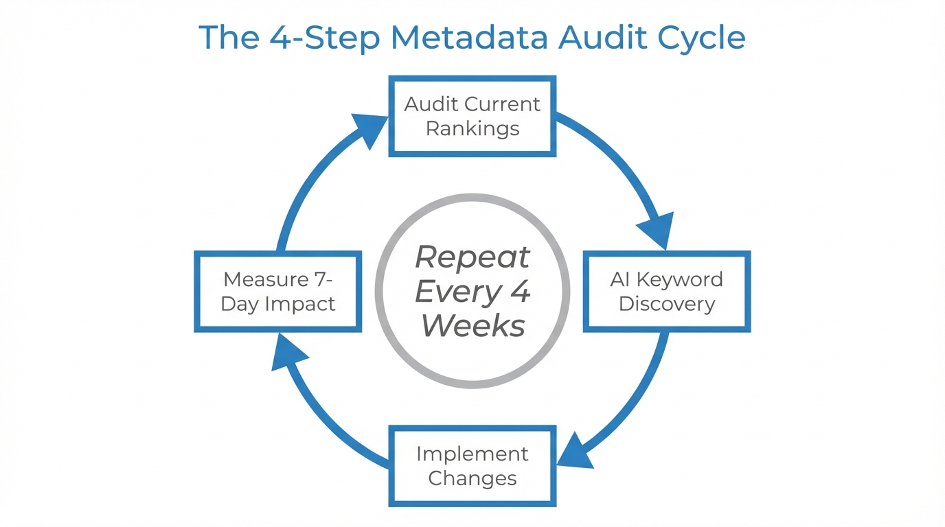A repeatable 4-step workflow for continuous App Store optimization.