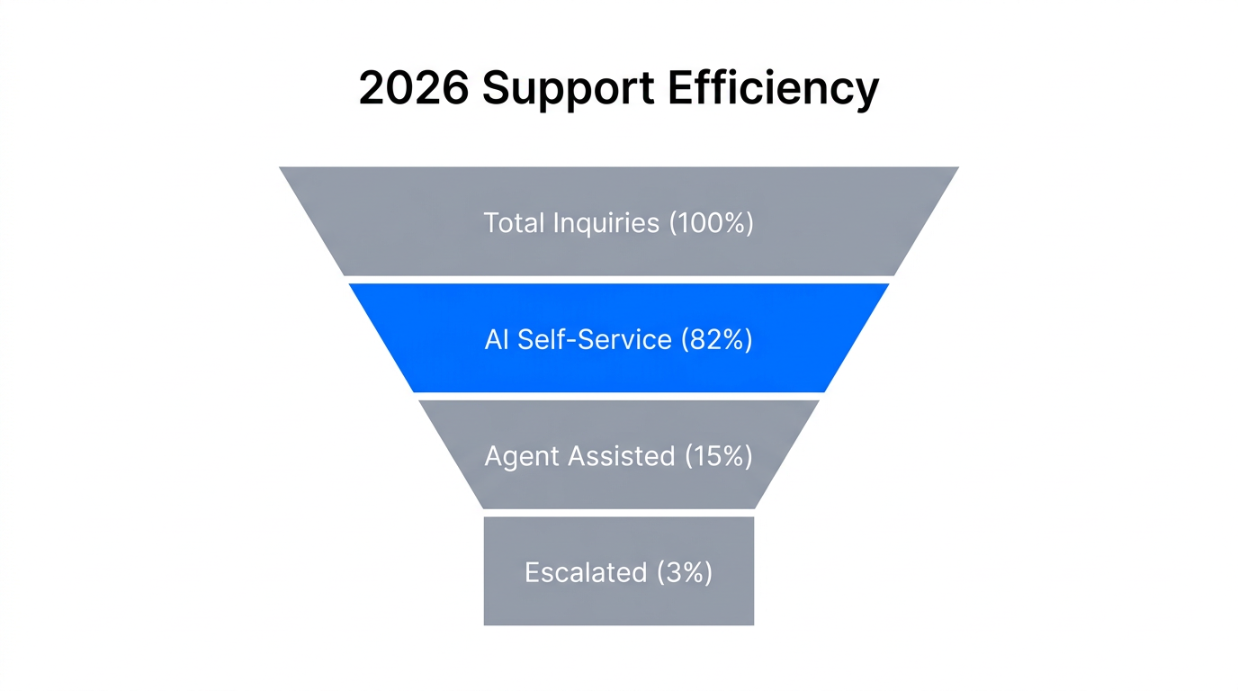 Support ticket distribution showing high resolution rates through agentic automation.