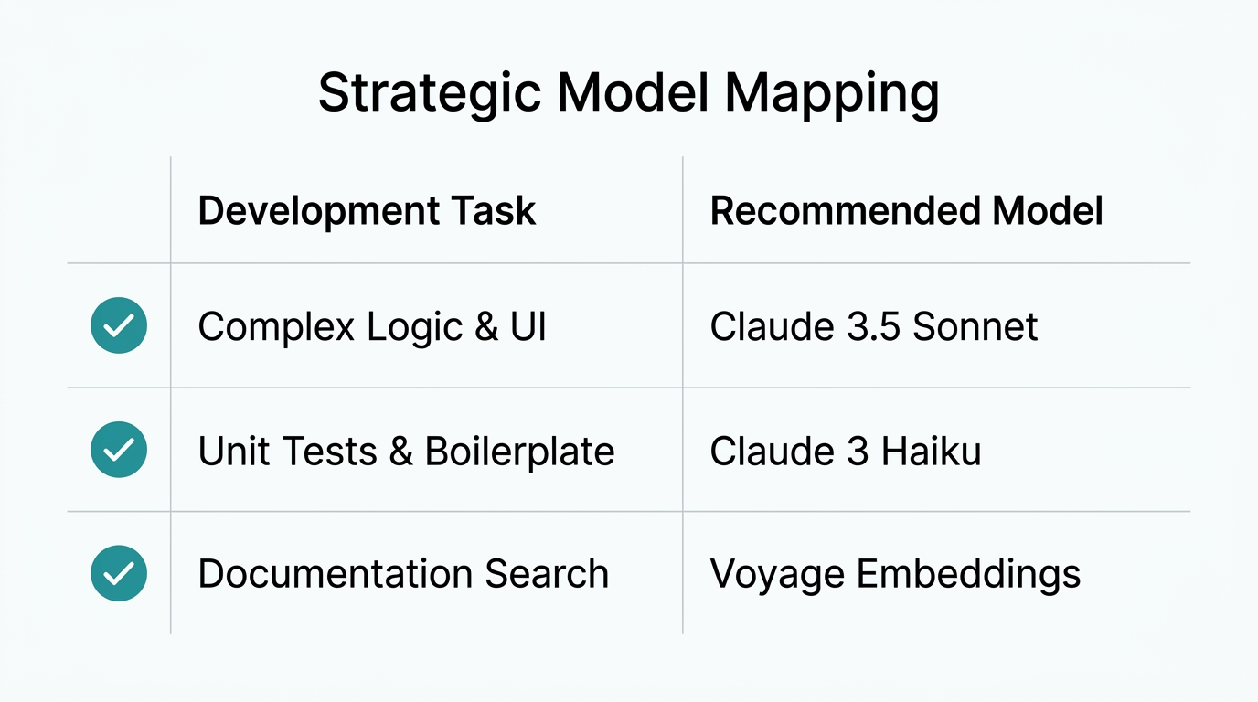 Mapping common engineering tasks to the most cost-effective AI models.
