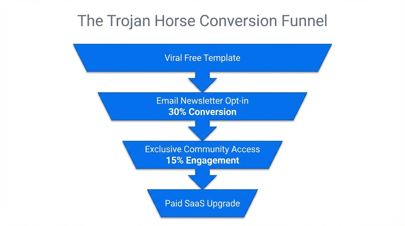 A funnel showing the conversion path from free templates to paid subscribers.