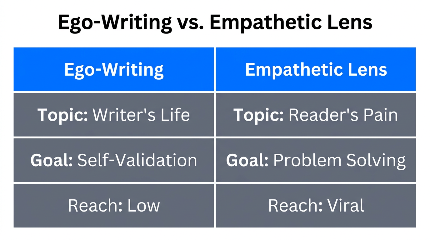 Comparison of self-centered writing versus the high-reach empathetic lens.