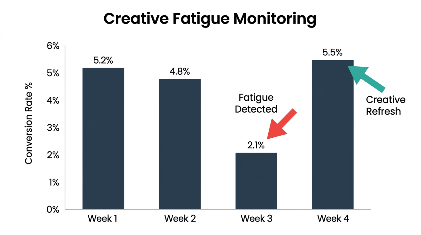 Tracking engagement drops to trigger automated creative refreshes.