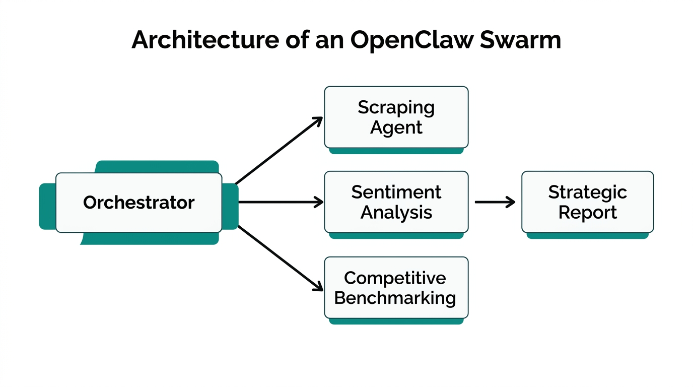 How multiple agents coordinate within an OpenClaw swarm architecture.