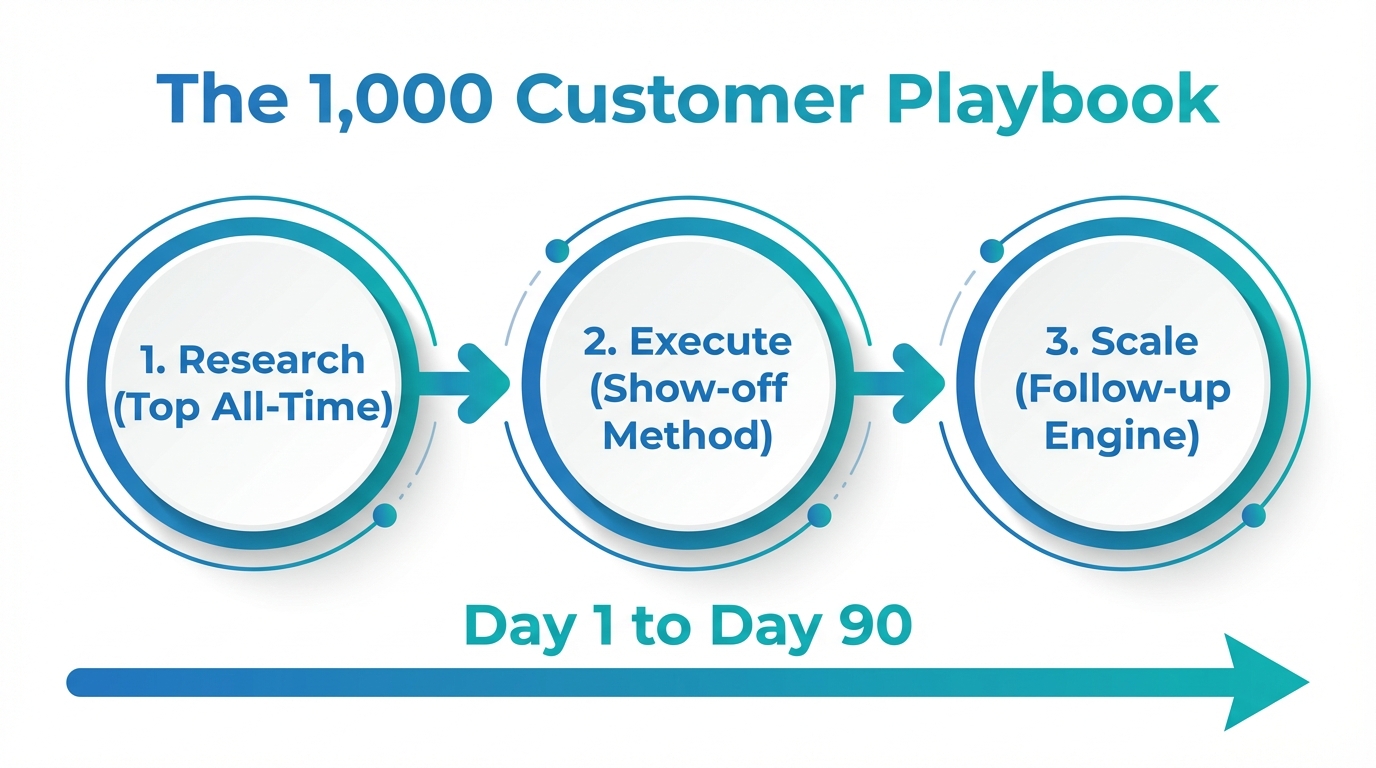The comprehensive three-step roadmap to acquiring 1,000 customers on Reddit.