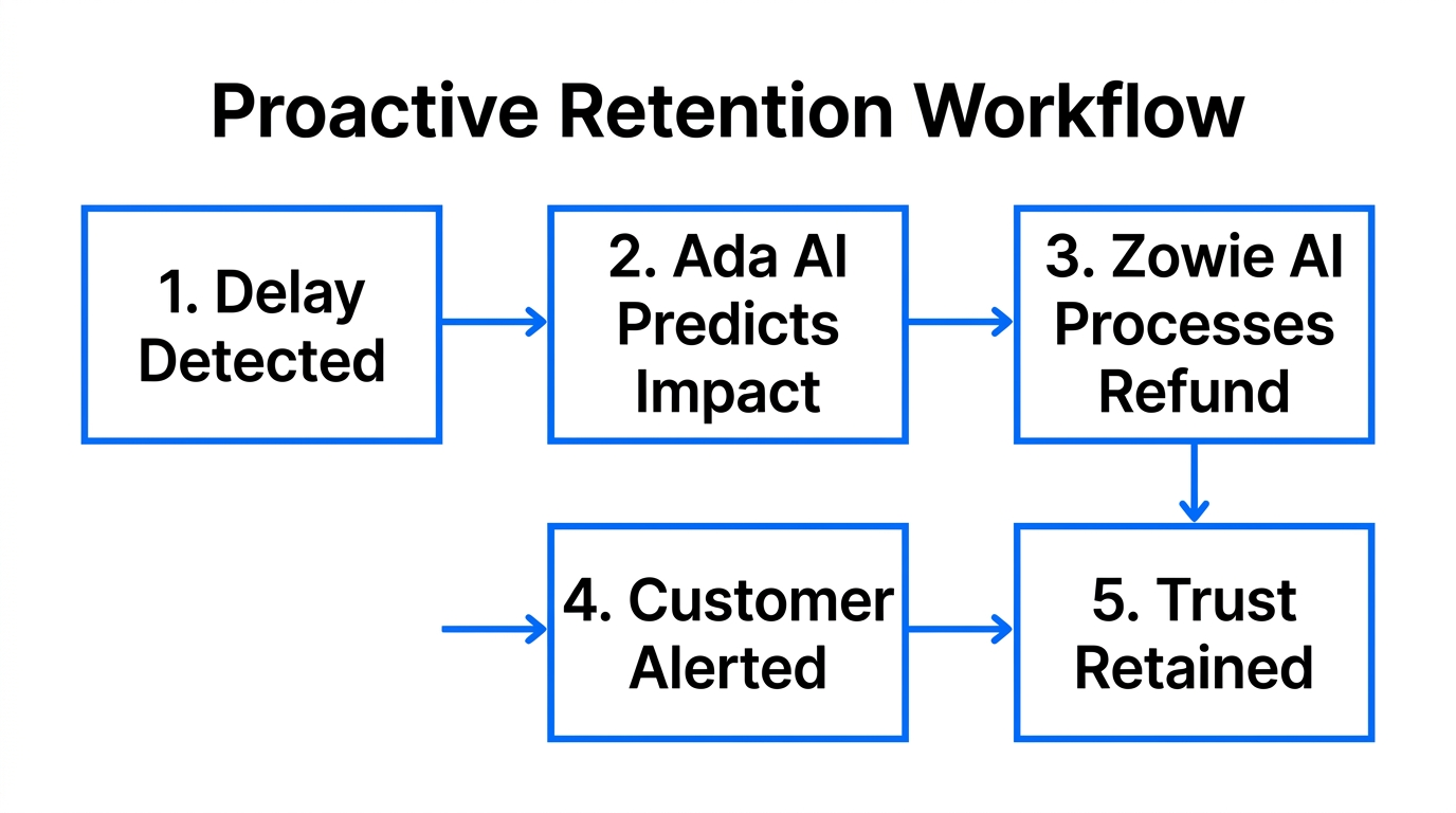 Automated workflow for managing logistics delays proactively with AI agents.