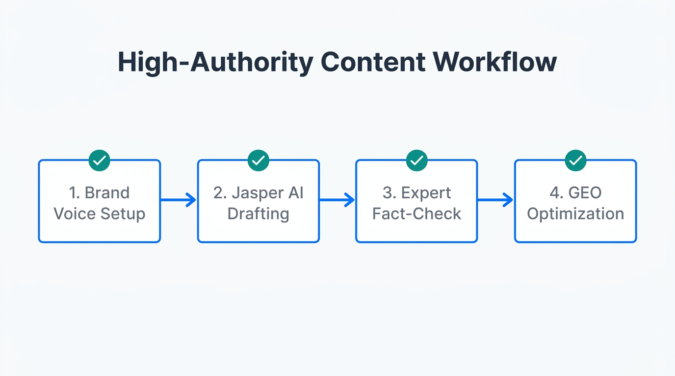 The four-step process for creating AI-resistant, high-quality content using Jasper.
