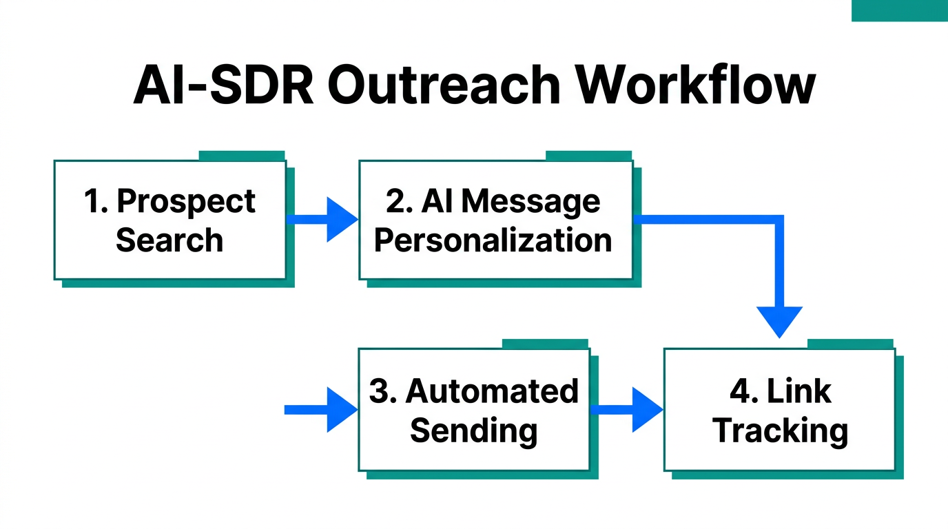 Workflow diagram of the AI-SDR influencer outreach process.