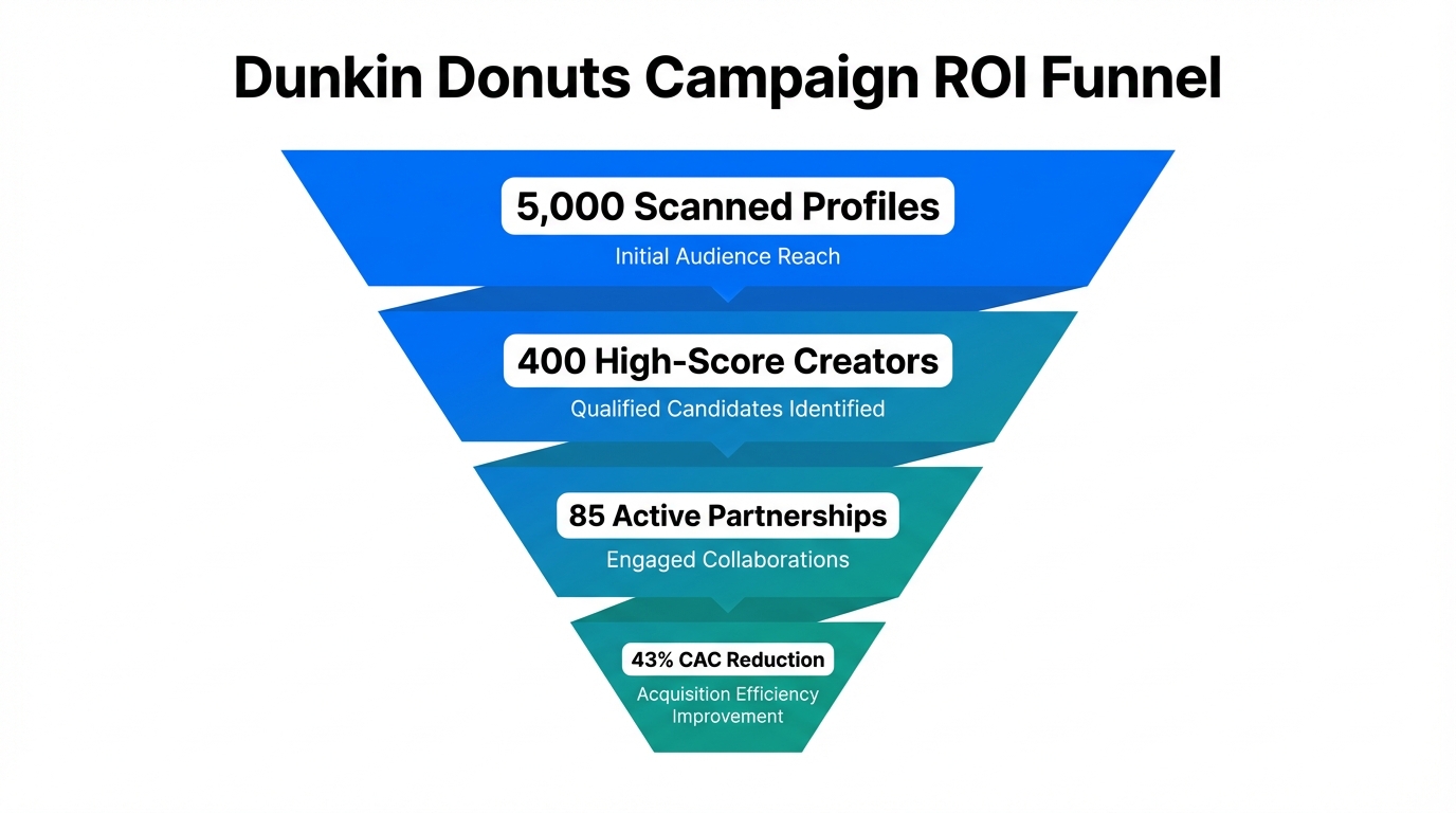Funnel results showing significant CAC reduction for Dunkin' Donuts.