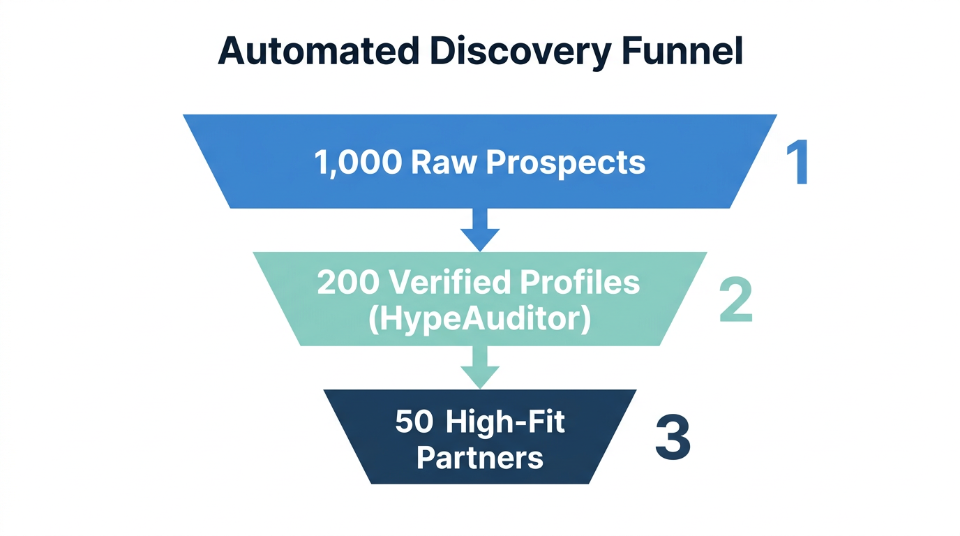 Efficiency of automated vetting using HypeAuditor during week one.